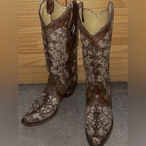Sparkly corral cowgirl boots